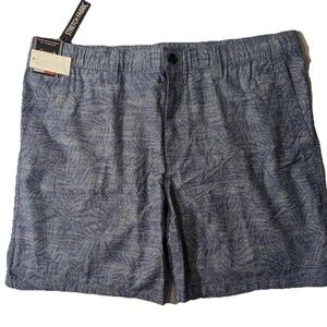 NEW Size 40 Mens Roundtree & Yorke Khaki Shorts 7" Inseam Stretch Lt Floral Blue